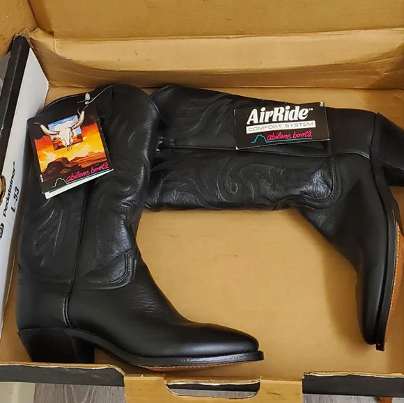 🤩New with tags Rare vintage genuine leather abilene black boots size 5.5 M - Picture 6 of 15